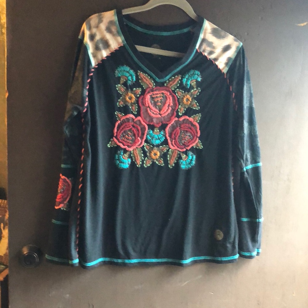 Embroidered Double D top